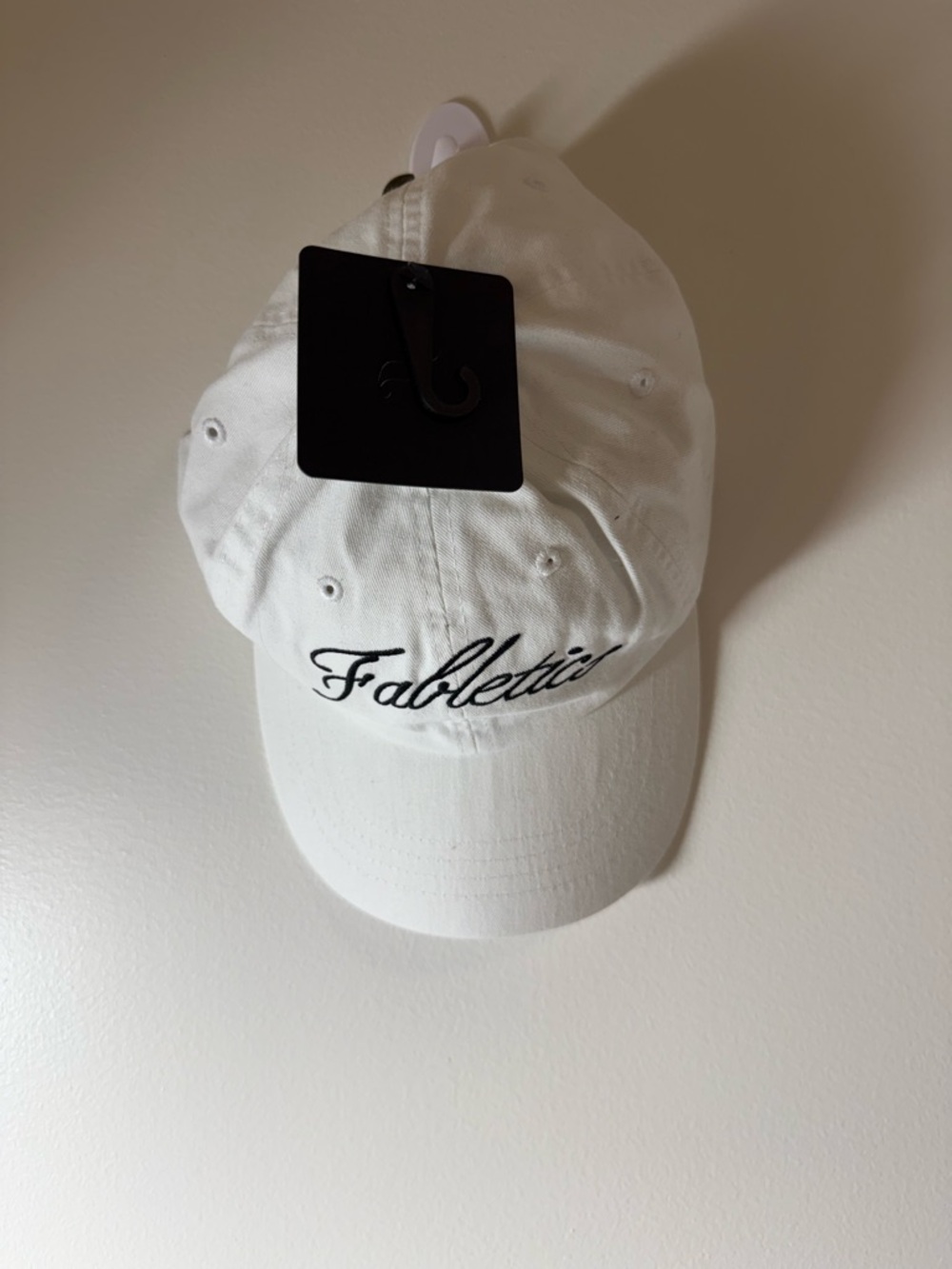 Fabletics White Baseball Cap with Black Script Logo